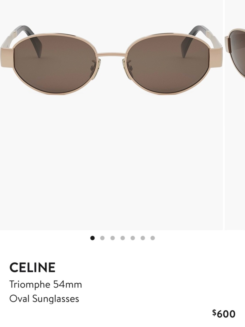 Celine Oval Metal Sunglasses in Beige and Brown